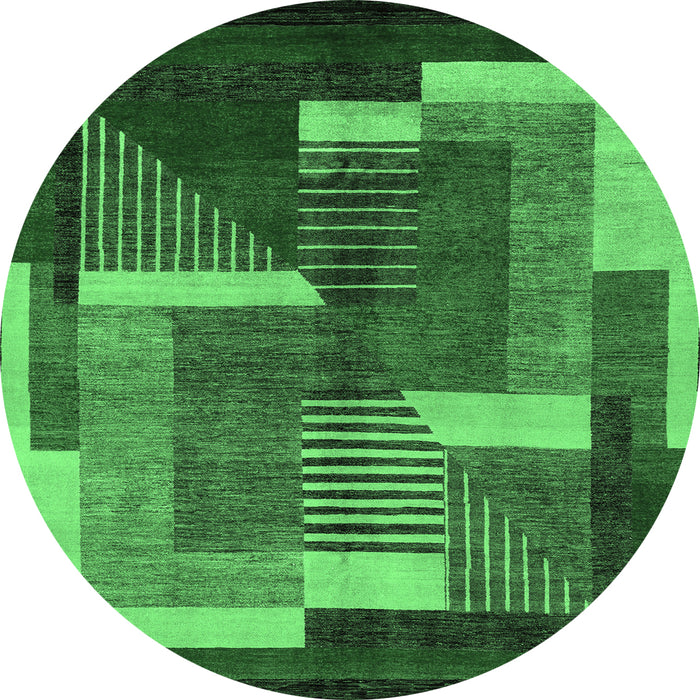 Round Oriental Emerald Green Modern Rug, abs4200emgrn