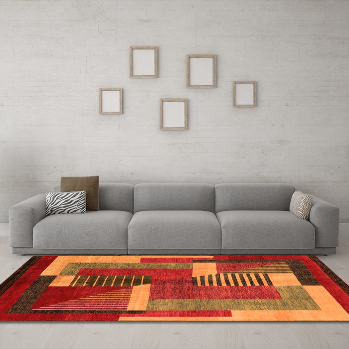 Machine Washable Oriental Orange Modern Area Rugs in a Living Room, wshabs4200org