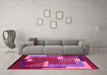 Machine Washable Oriental Pink Modern Rug in a Living Room, wshabs4200pnk