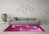 Machine Washable Oriental Pink Modern Rug, wshabs4200pnk