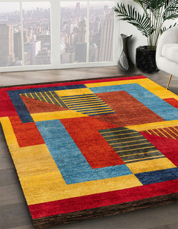 Machine Washable Abstract Dark Almond Brown Rug in a Family Room, wshabs4200
