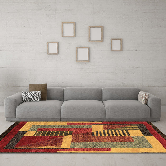 Machine Washable Oriental Brown Modern Rug in a Living Room,, wshabs4200brn