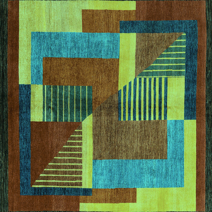 Square Oriental Turquoise Modern Rug, abs4200turq