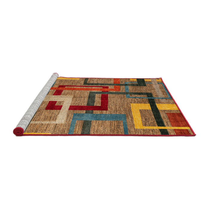 Sideview of Machine Washable Abstract Tomato Red Rug, wshabs4201