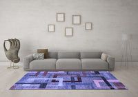 Machine Washable Oriental Blue Modern Rug, wshabs4201blu