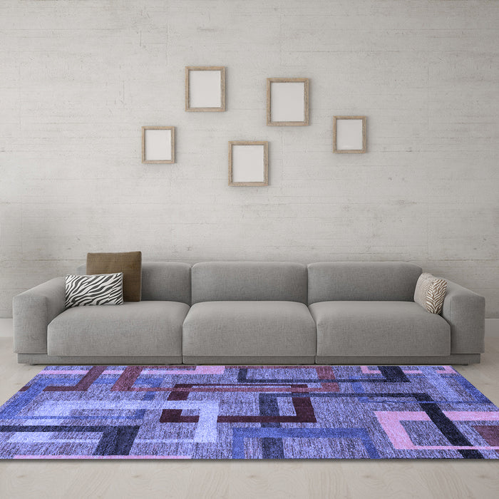 Machine Washable Oriental Blue Modern Rug in a Living Room, wshabs4201blu