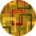 Round Oriental Yellow Modern Rug, abs4201yw