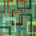 Square Oriental Turquoise Modern Rug, abs4201turq