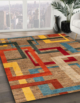 Abstract Red Oriental Rug in Family Room, abs4201