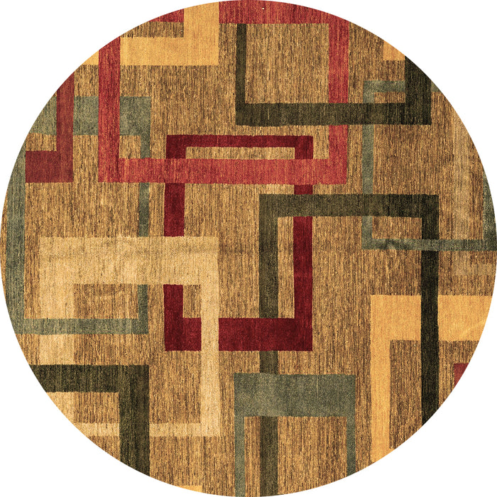 Round Machine Washable Oriental Brown Modern Rug, wshabs4201brn