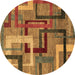 Round Machine Washable Oriental Brown Modern Rug, wshabs4201brn