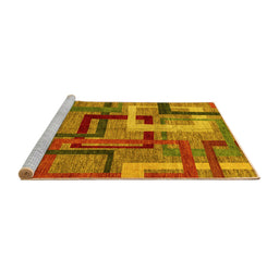 Sideview of Machine Washable Oriental Yellow Modern Rug, wshabs4201yw