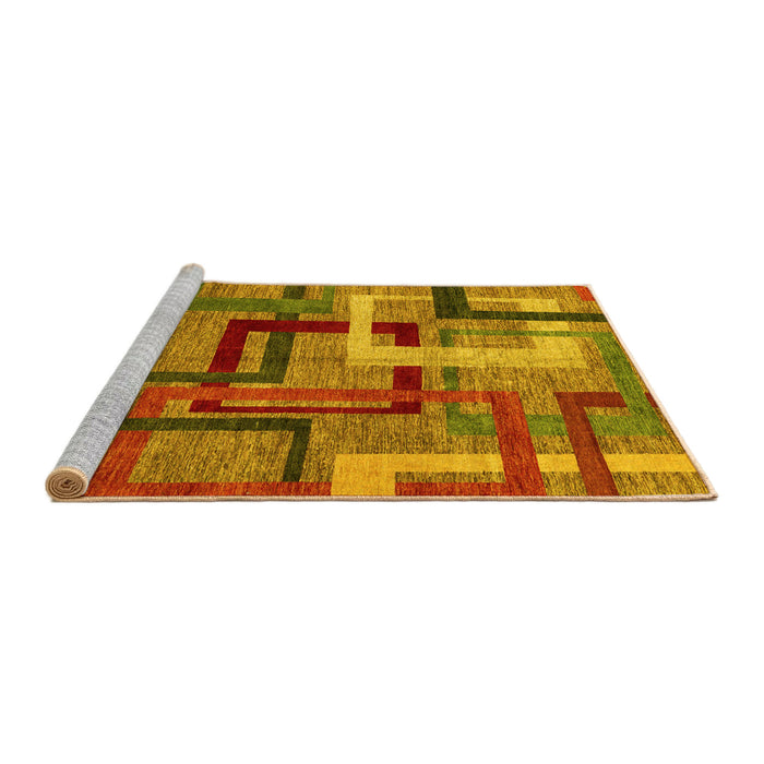Sideview of Machine Washable Oriental Yellow Modern Rug, wshabs4201yw