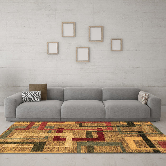 Machine Washable Oriental Brown Modern Rug in a Living Room,, wshabs4201brn