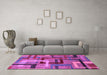 Machine Washable Oriental Purple Modern Area Rugs in a Living Room, wshabs4201pur