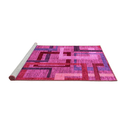 Sideview of Machine Washable Oriental Pink Modern Rug, wshabs4201pnk