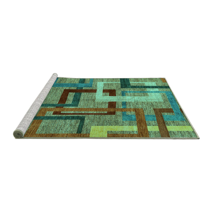 Sideview of Machine Washable Oriental Turquoise Modern Area Rugs, wshabs4201turq