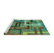 Sideview of Machine Washable Oriental Turquoise Modern Area Rugs, wshabs4201turq