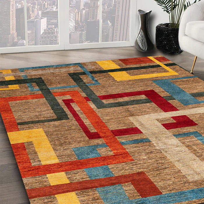 Abstract Red Oriental Rug in Family Room, abs4201