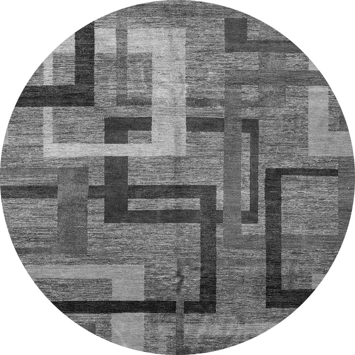 Round Machine Washable Oriental Gray Modern Rug, wshabs4201gry