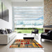 Square Machine Washable Abstract Tomato Red Rug in a Living Room, wshabs4201