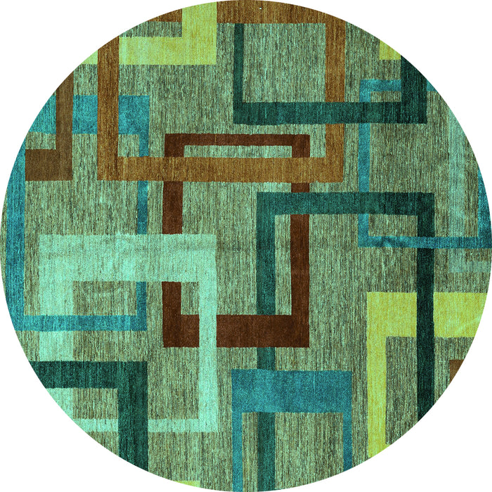 Round Oriental Turquoise Modern Rug, abs4201turq