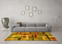 Machine Washable Oriental Yellow Modern Rug, wshabs4201yw