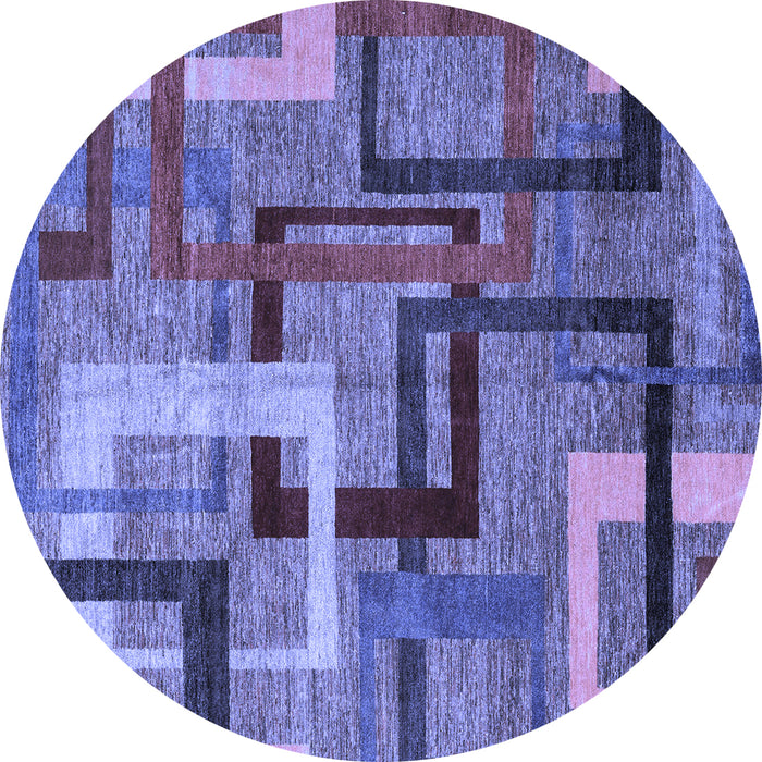 Round Machine Washable Oriental Blue Modern Rug, wshabs4201blu