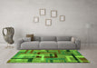 Machine Washable Oriental Green Modern Area Rugs in a Living Room,, wshabs4201grn