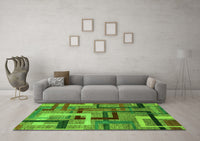 Machine Washable Oriental Green Modern Rug, wshabs4201grn