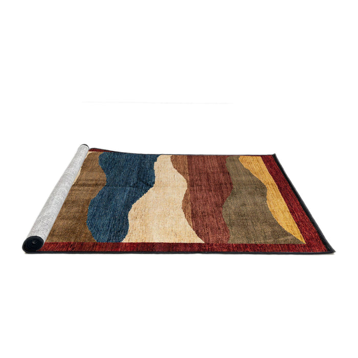 Sideview of Machine Washable Abstract Vermilion Red Rug, wshabs4202