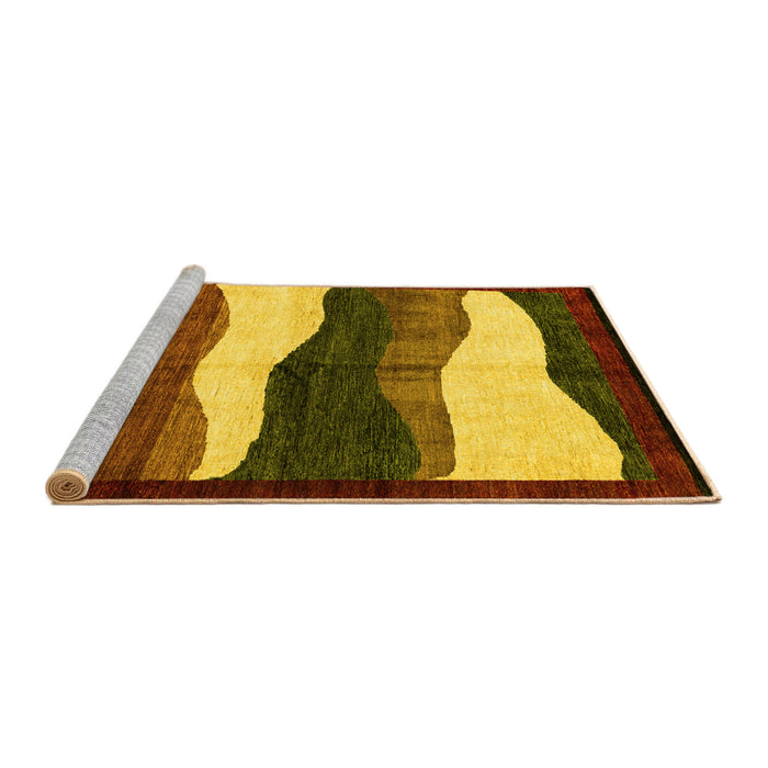 Sideview of Machine Washable Oriental Yellow Modern Rug, wshabs4202yw