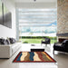 Square Abstract Red Oriental Rug in a Living Room, abs4202