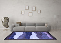 Machine Washable Oriental Blue Modern Rug, wshabs4202blu