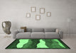 Machine Washable Oriental Emerald Green Modern Area Rugs in a Living Room,, wshabs4202emgrn