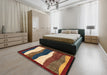 Machine Washable Abstract Vermilion Red Rug in a Bedroom, wshabs4202