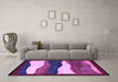 Machine Washable Oriental Purple Modern Area Rugs in a Living Room, wshabs4202pur