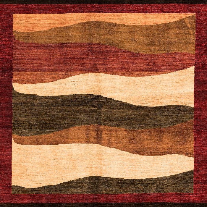 Square Machine Washable Oriental Orange Modern Area Rugs, wshabs4202org