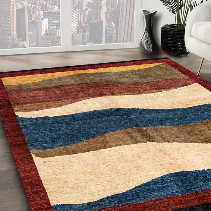 Abstract Red Oriental Rug in Family Room, abs4202
