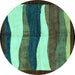 Round Oriental Turquoise Modern Rug, abs4202turq