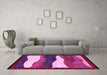 Machine Washable Oriental Pink Modern Rug in a Living Room, wshabs4202pnk