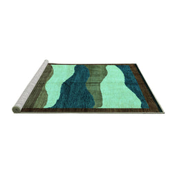 Sideview of Machine Washable Oriental Turquoise Modern Area Rugs, wshabs4202turq