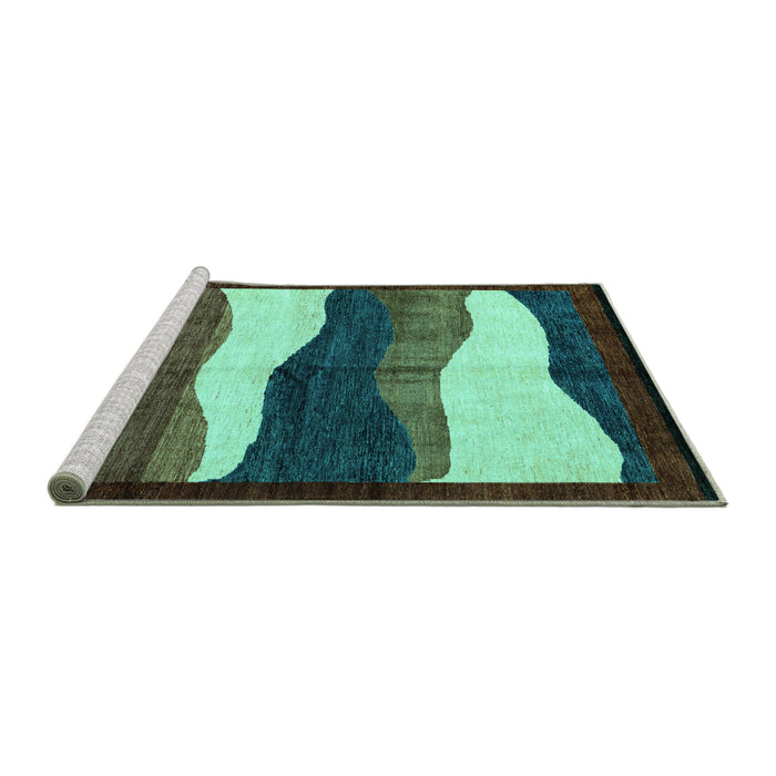 Sideview of Machine Washable Oriental Turquoise Modern Area Rugs, wshabs4202turq