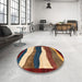 Round Abstract Red Oriental Rug in a Office, abs4202