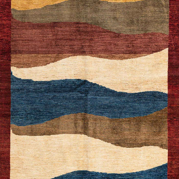 Machine Washable Abstract Vermilion Red Rug, wshabs4202