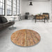 Round Machine Washable Abstract Red Rug in a Office, wshabs4203