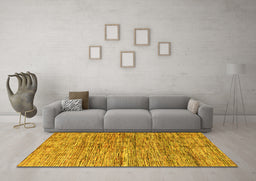 Machine Washable Oriental Yellow Modern Rug in a Living Room, wshabs4203yw