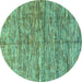 Round Oriental Turquoise Modern Rug, abs4203turq