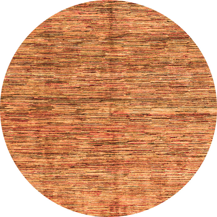 Round Machine Washable Oriental Orange Modern Area Rugs, wshabs4203org