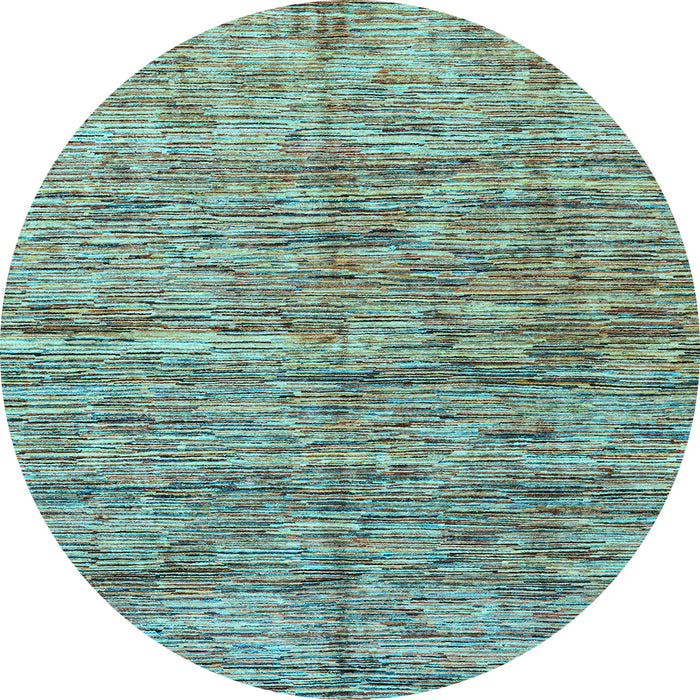 Round Machine Washable Oriental Light Blue Modern Rug, wshabs4203lblu